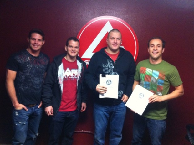 Professors Flavio, Marco Joca and Marcio with Coach Jorden (in black).
