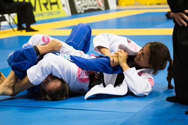 Fabiana Borges from Gracie Barra San Antonio submitted Angelica Galvao by armbar and eventually went on to take home silver in her division.